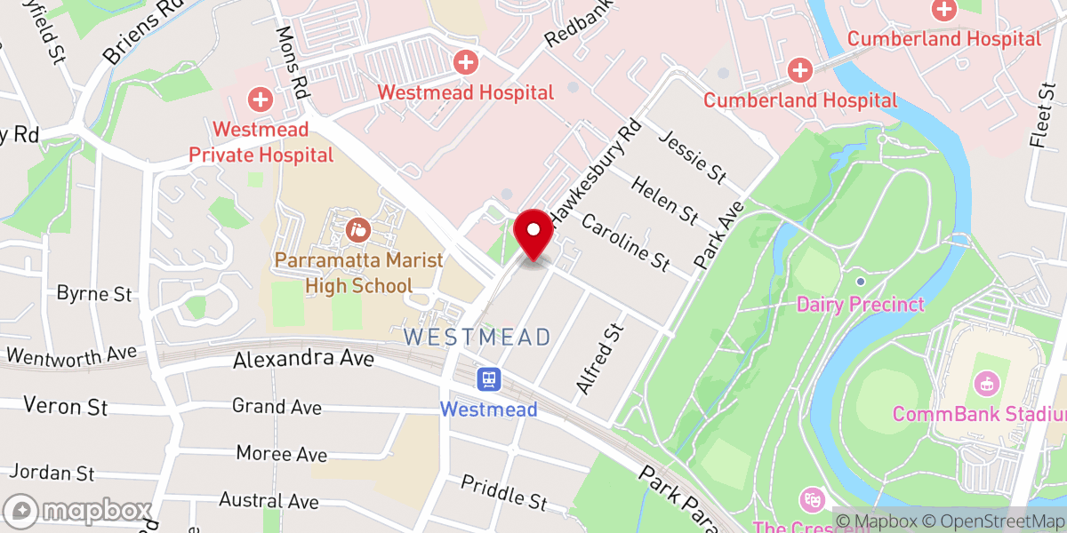 Map showing location of Westmead Baptist Church