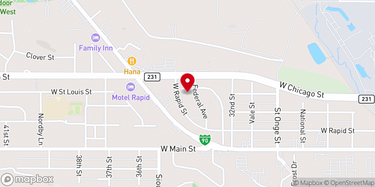 Map showing location of South Canyon Baptist Church