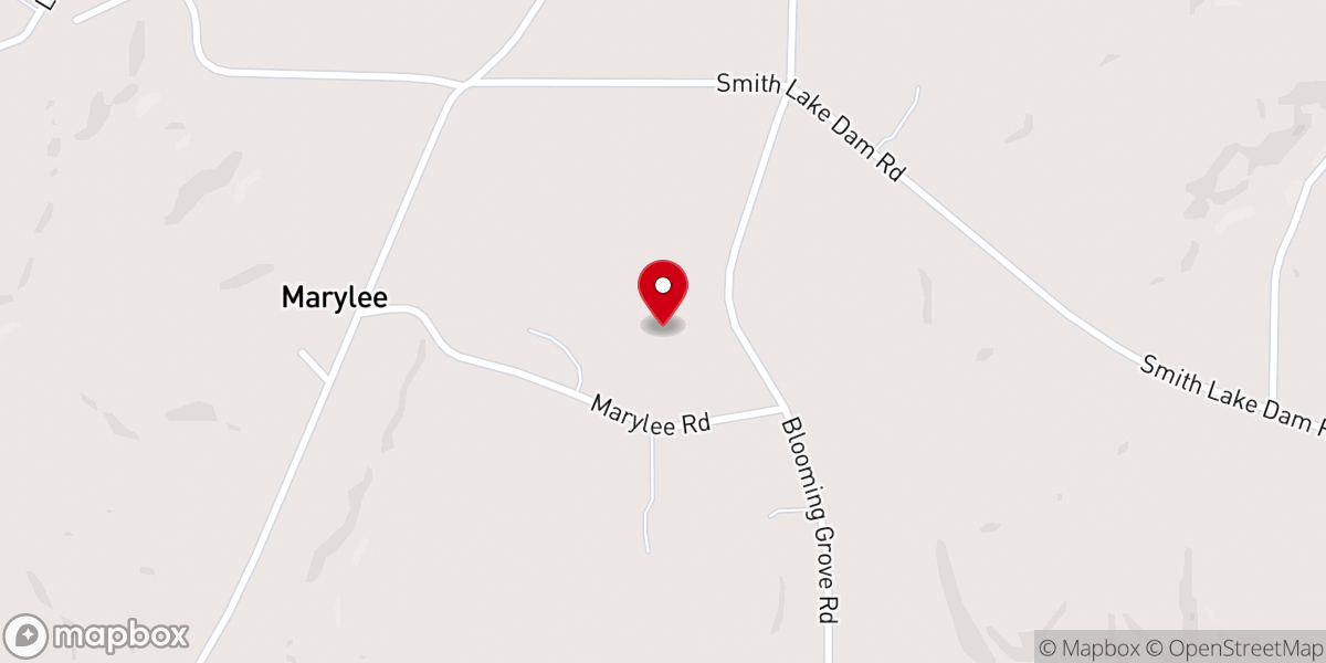 Map showing location of Blooming Grove Baptist Church