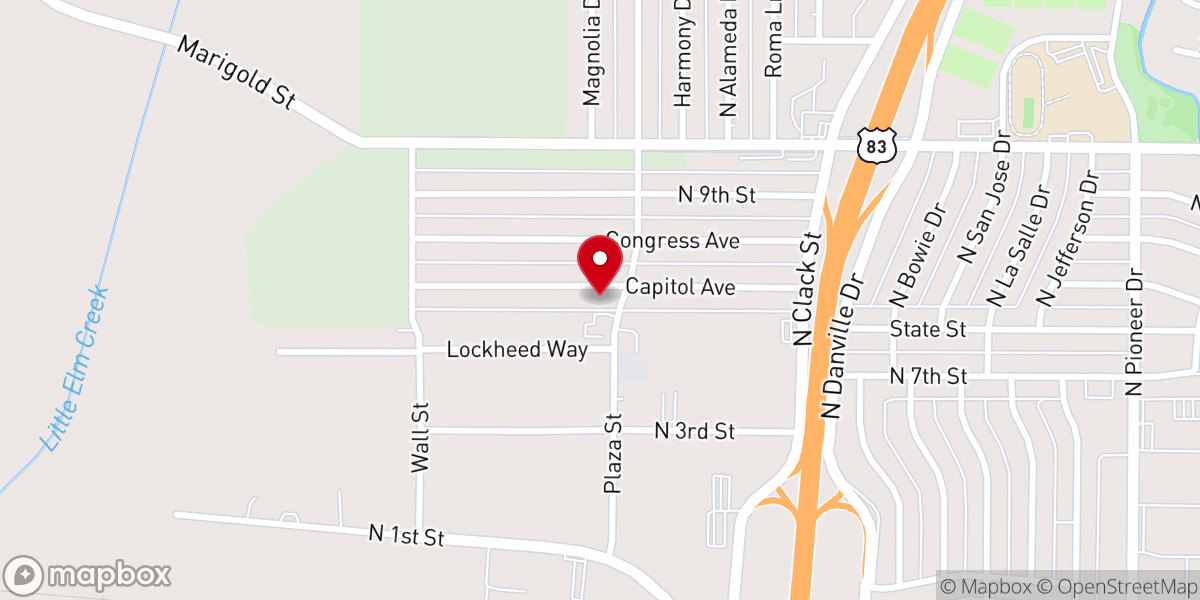Map showing location of Holiday Hills Baptist Church