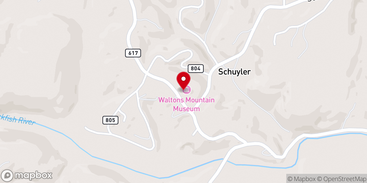 Map showing location of Walton's Mountain Museum