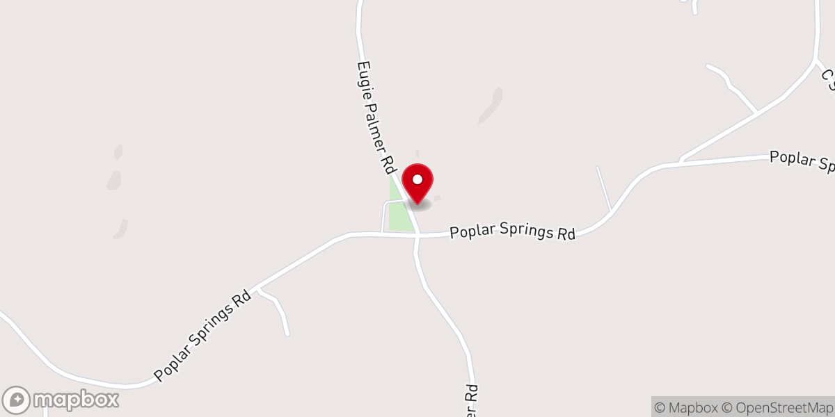 Map showing location of Poplar Springs Baptist Church