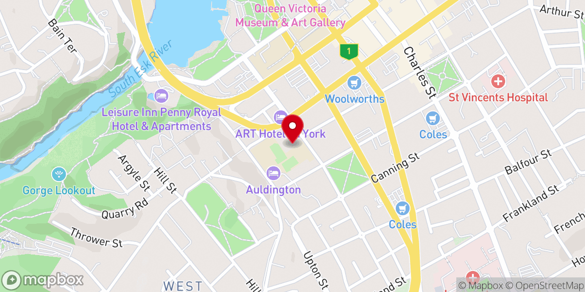 Map showing location of Church of the Apostles, Launceston
