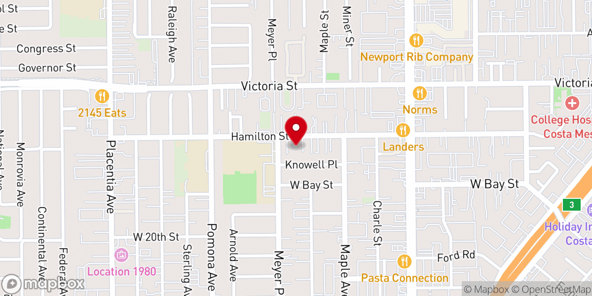 Map showing location of Costa Mesa Spanish Seventh-Day Adventist Church