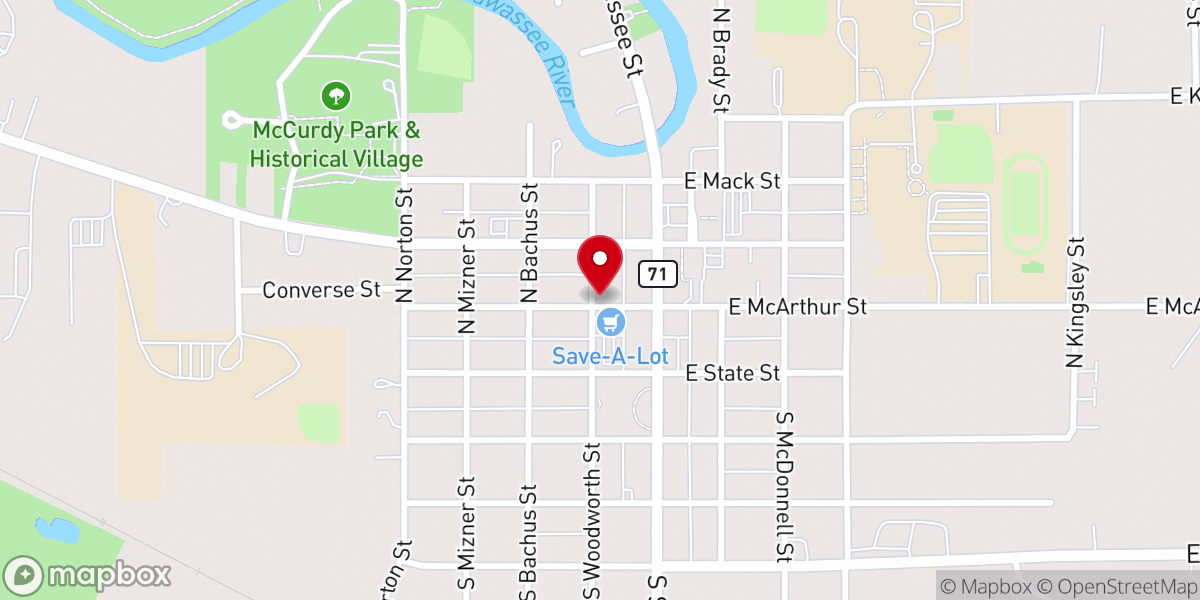 Map showing location of Corunna UMC Pantry - Food Distribution Center