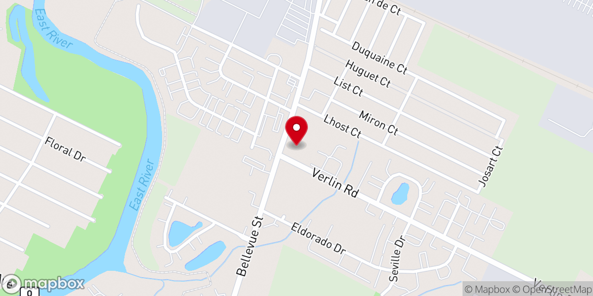 Map showing location of Bellevue Baptist Church