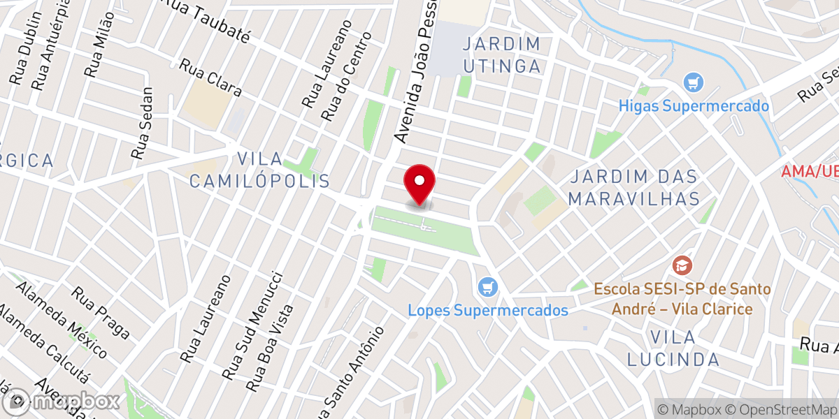 Map showing location of Igreja Evangélica El Shadday de Santo André