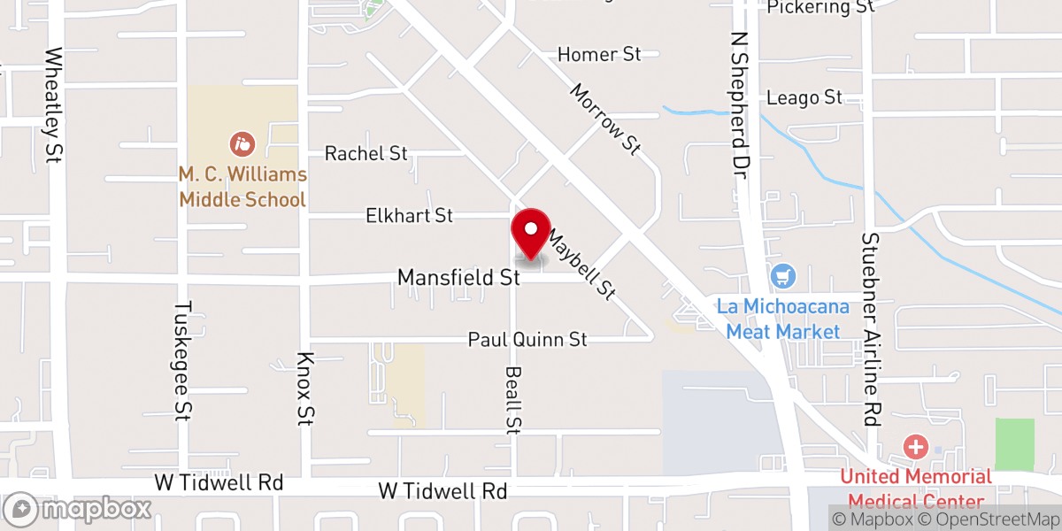 Map showing location of Antioch Baptist Church