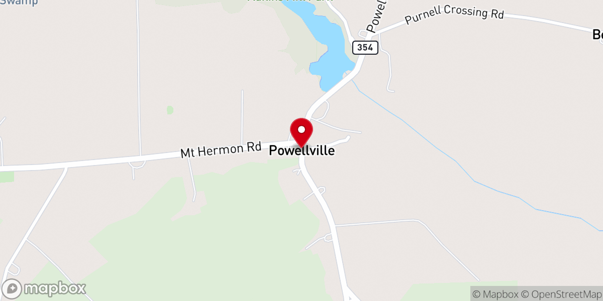 Map showing location of Powellville