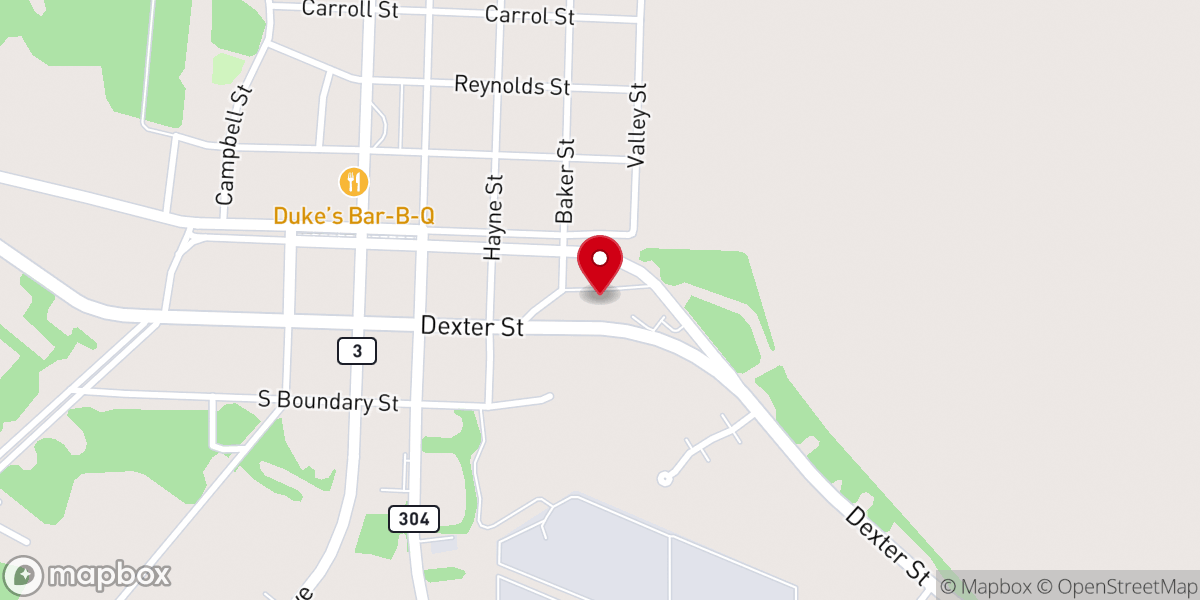 Map showing location of Tabernacle Baptist Church