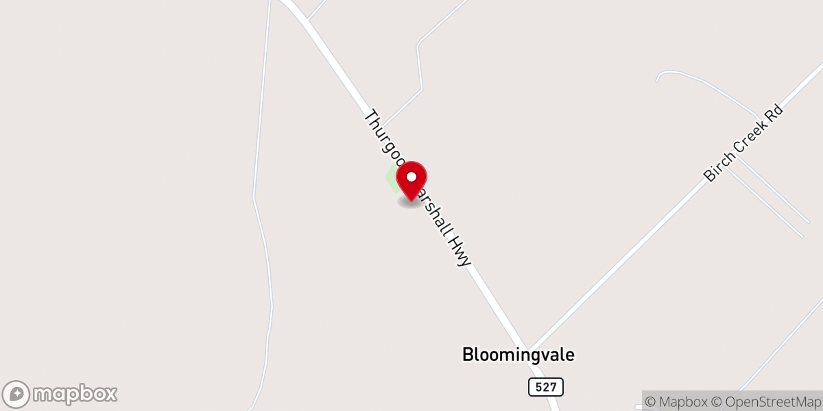 Map showing location of Bloomingvale Baptist Church