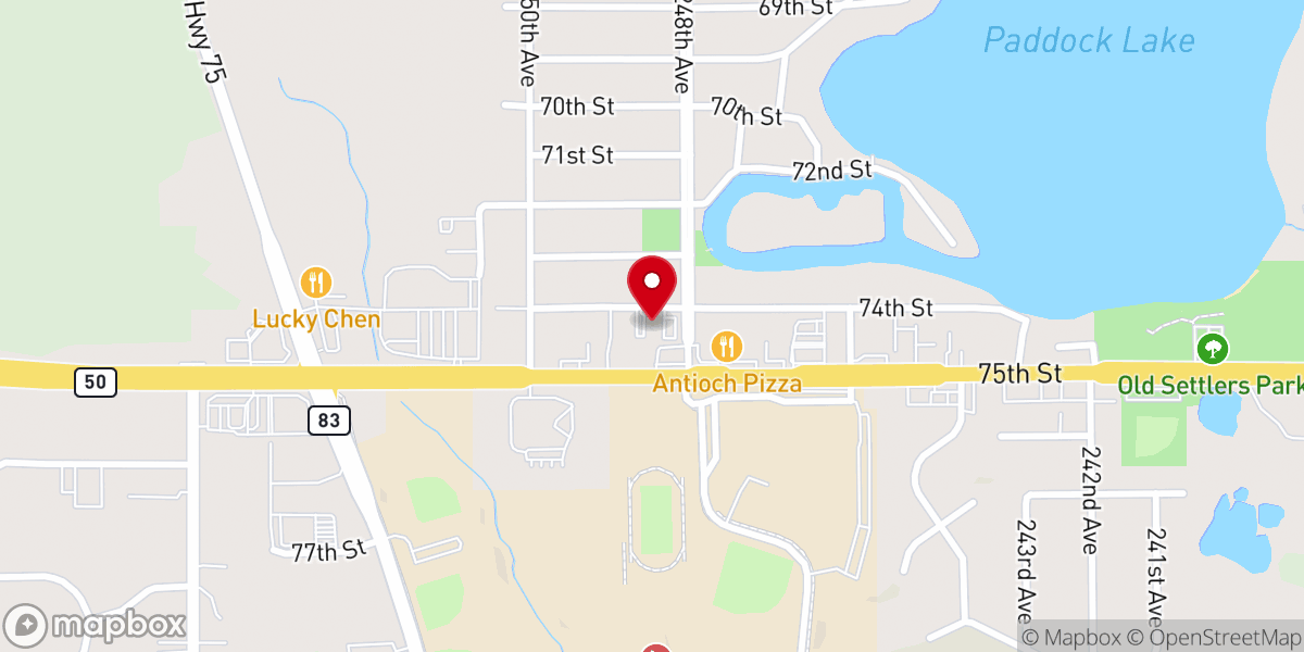 Map showing location of Westosha Lakes Church