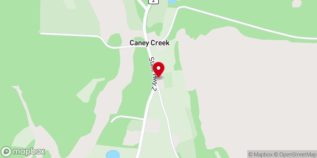 Map showing location of Caney Creek Baptist Church