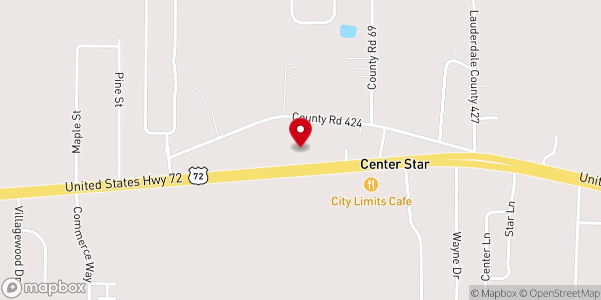 Map showing location of Center Star Methodist Church