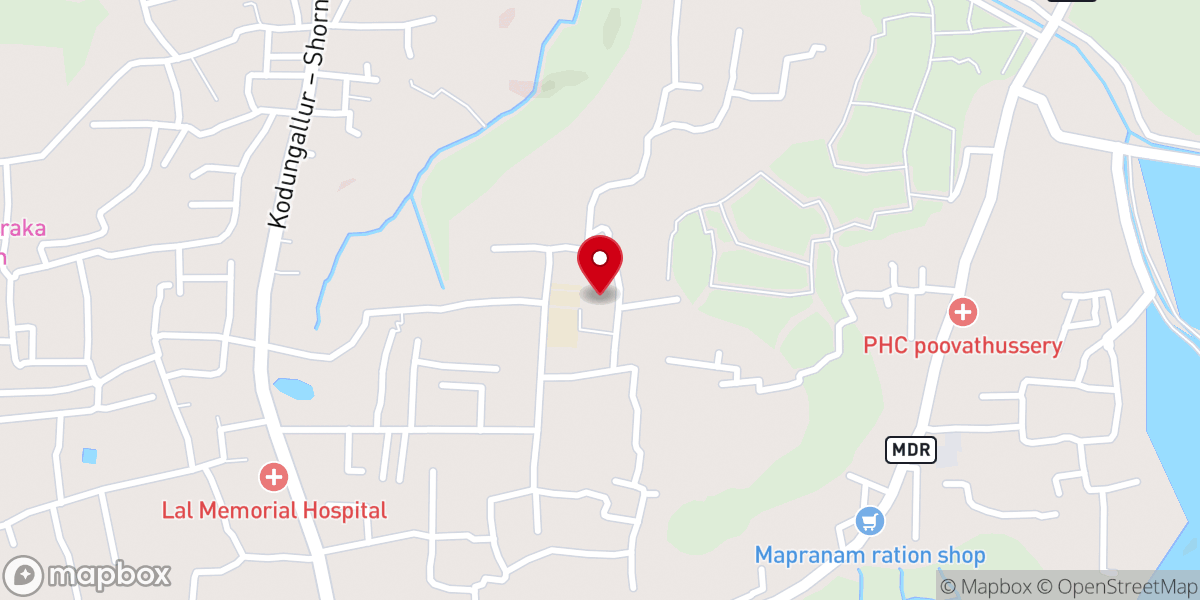 Map showing location of Holy Cross Shrine Church (Syro-Malabar) Mapranam