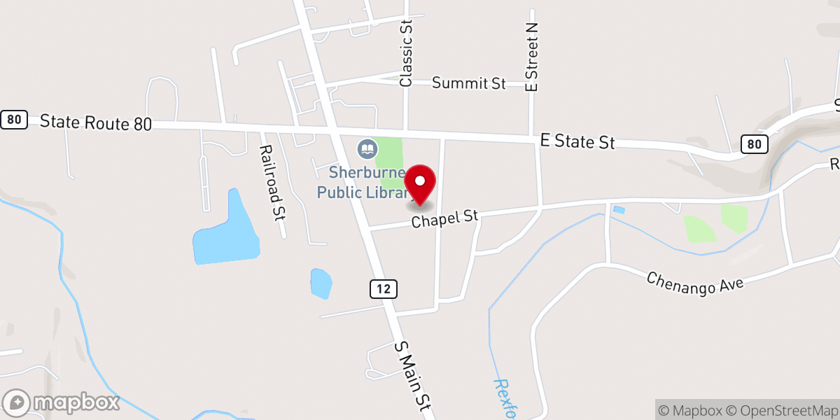 Map showing location of Sherburne United Methodist Church