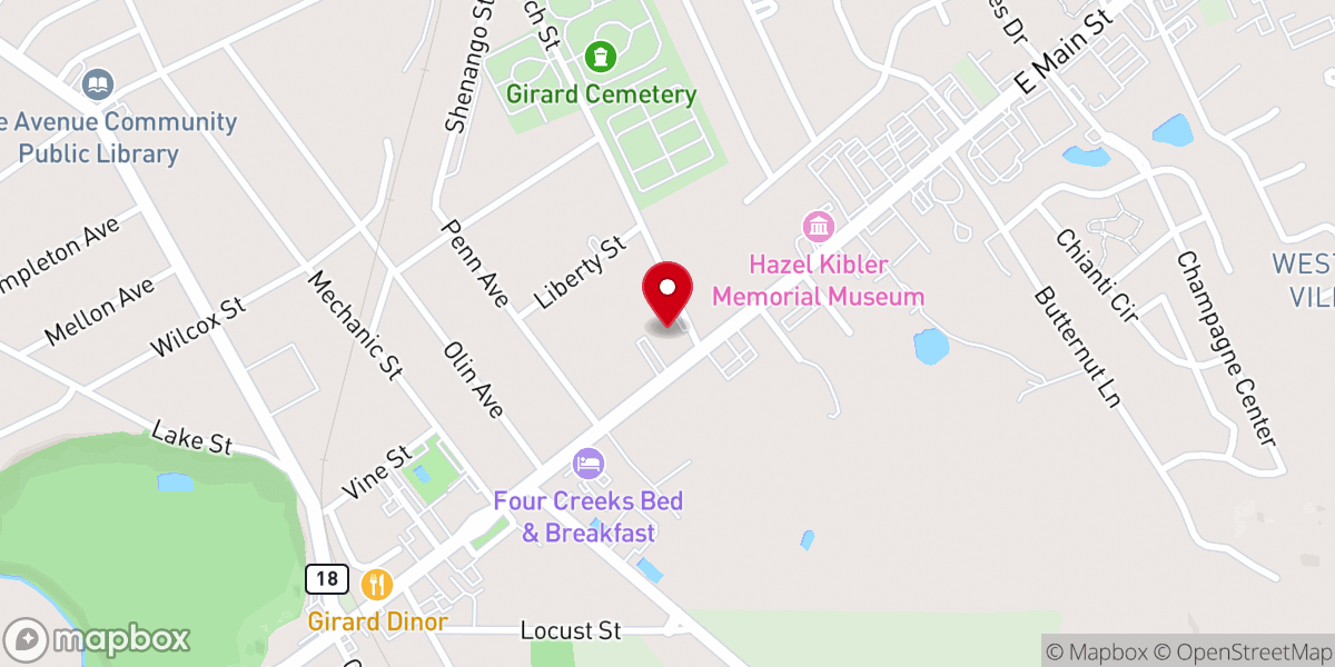 Map showing location of First Presbyterian Church of Girard