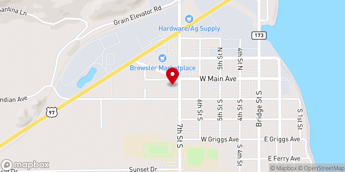 Map showing location of Brewster Spanish Adventist Church