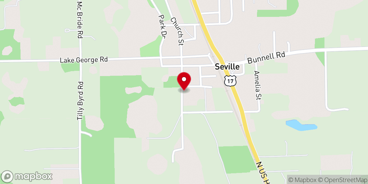Map showing location of Seville Trinity Methodist Church