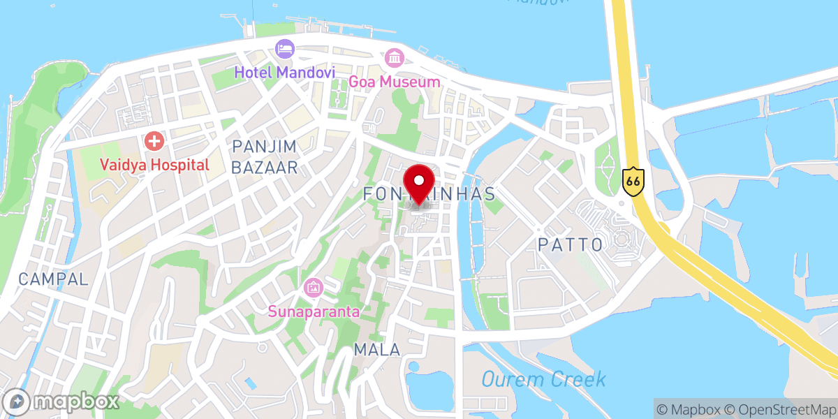 Map showing location of St. Sebastian's Chapel, Goa