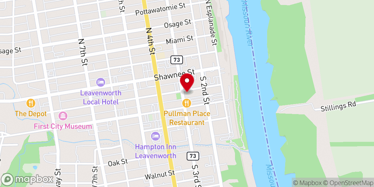Map showing location of B&B Theatres Leavenworth Landing 5
