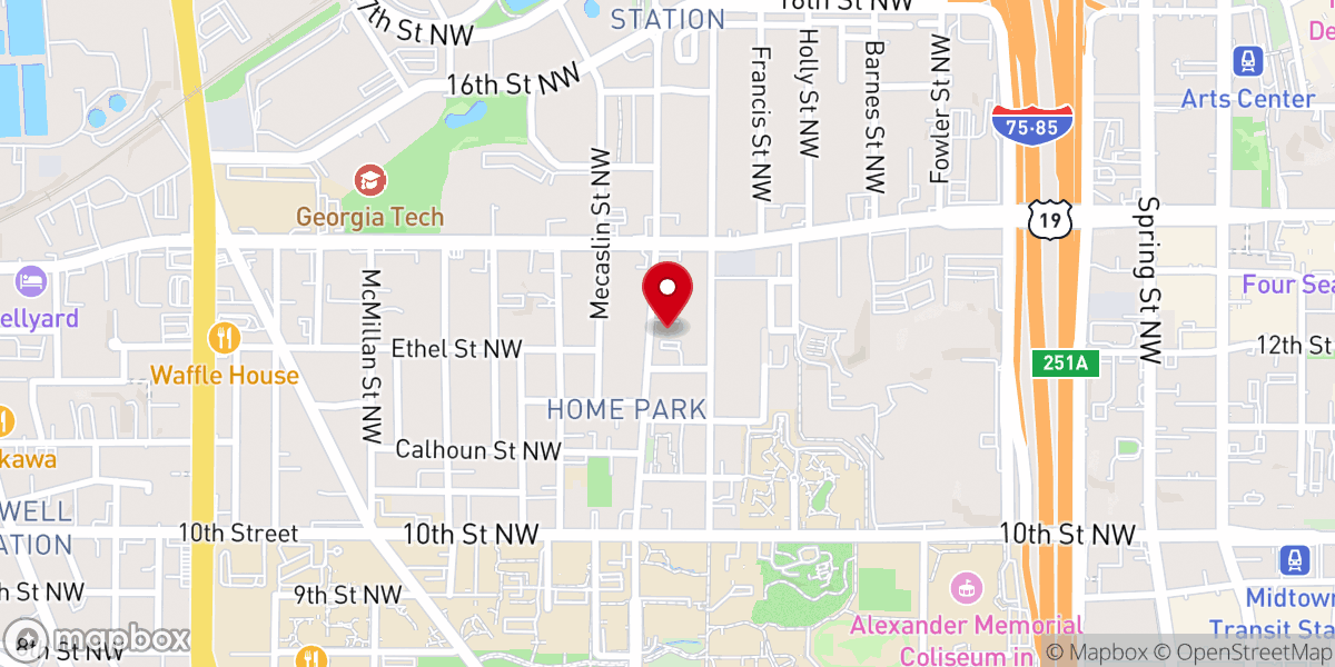 Map showing location of Atlanta Christian Church