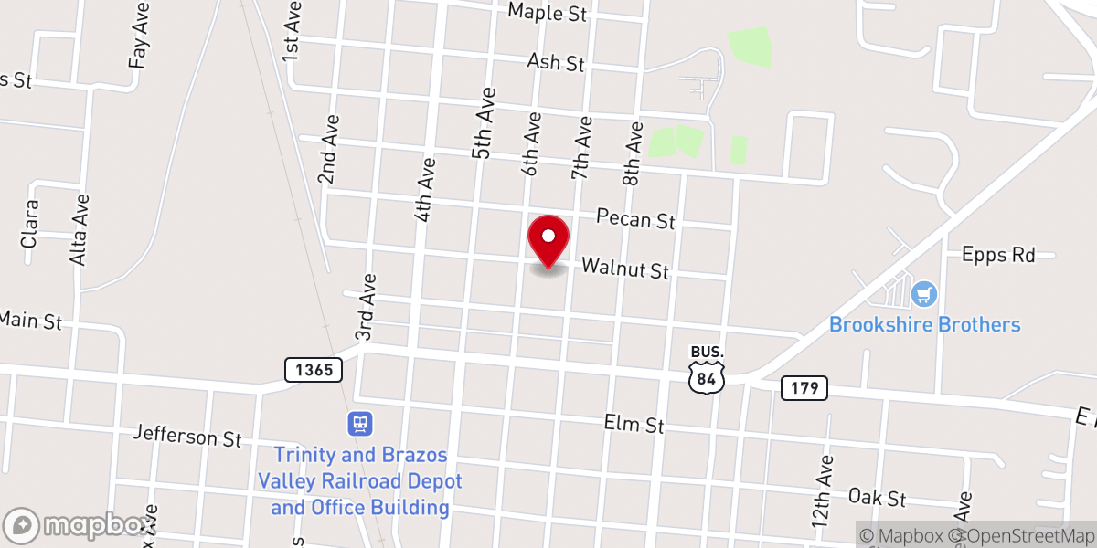 Map showing location of First Baptist Church Teague