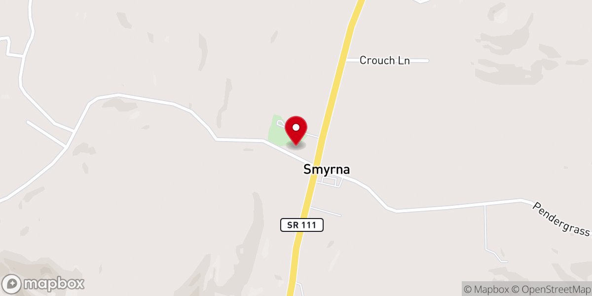 Map showing location of Smyrna Presbyterian Church