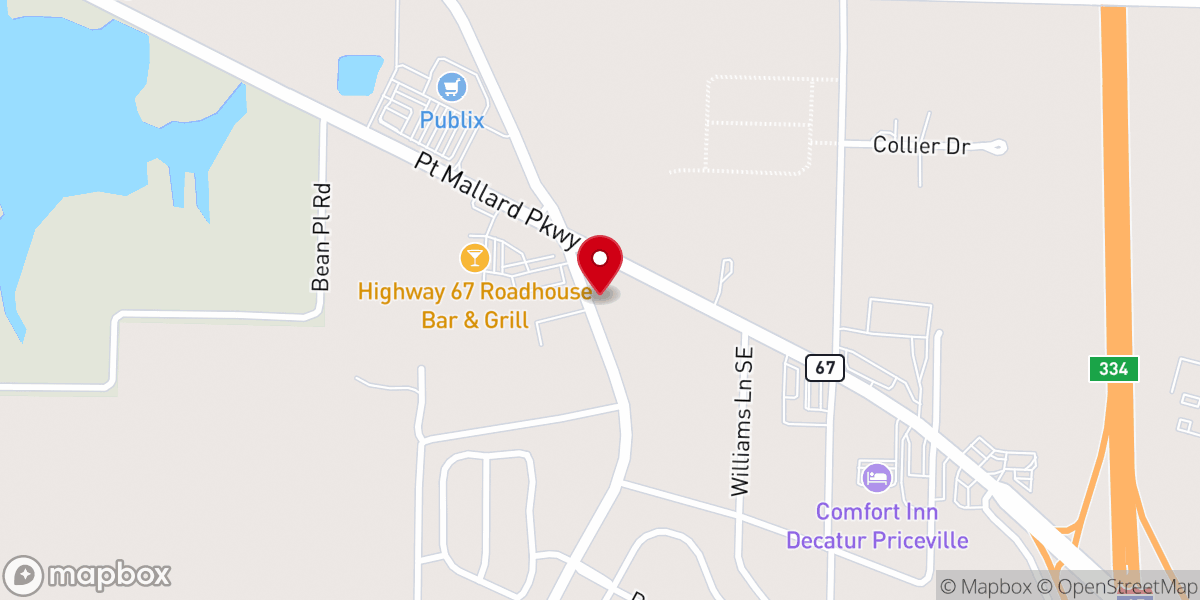 Map showing location of Antioch Baptist Church