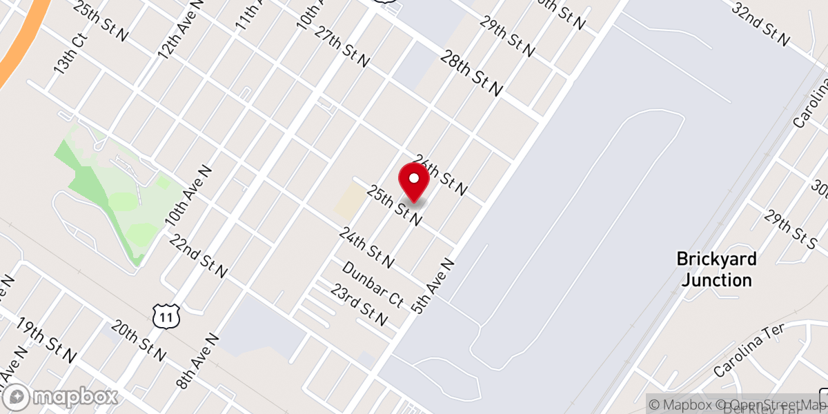 Map showing location of Sixth Avenue Beulah Baptist Church