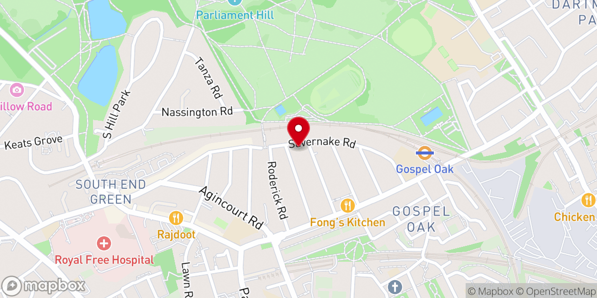Map showing location of All Hallows Church, Gospel Oak