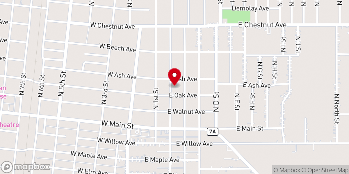 Map showing location of Eastside Church of Christ