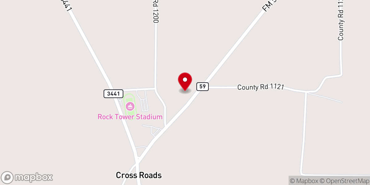 Map showing location of First Baptist Church Cross Roads