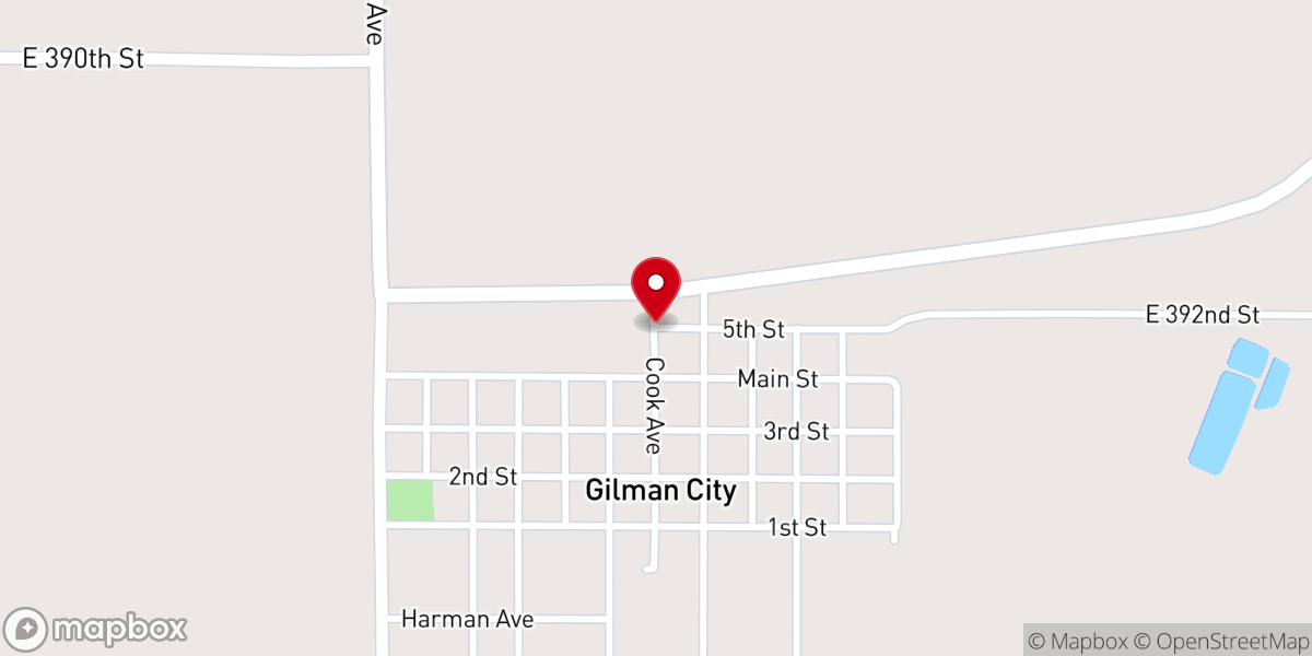 Map showing location of Gilman City United Methodist Church