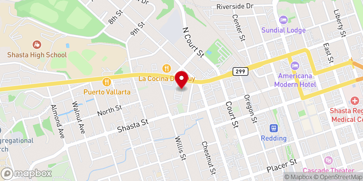 Map showing location of First Baptist Church | Redding