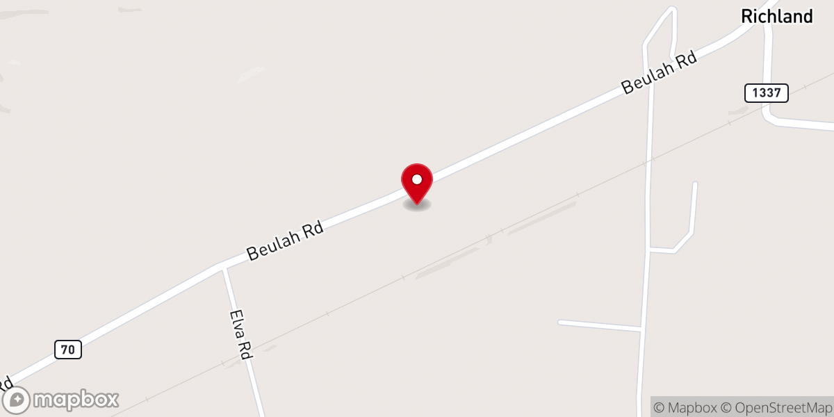 Map showing location of Richland Church
