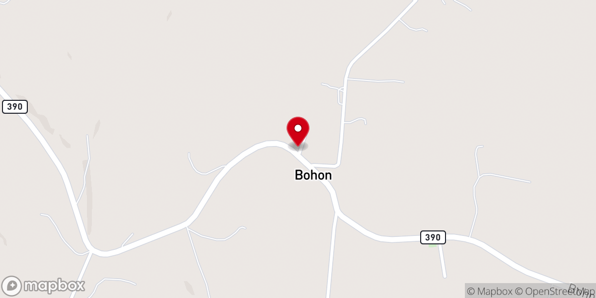 Map showing location of Bohon Church of Christ