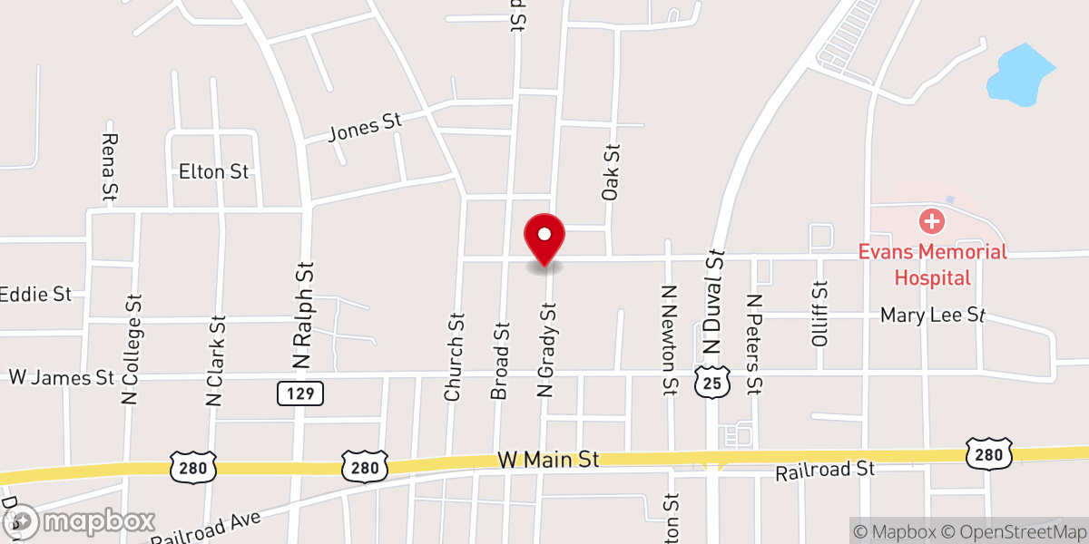 Map showing location of First African Missionary Baptist Church