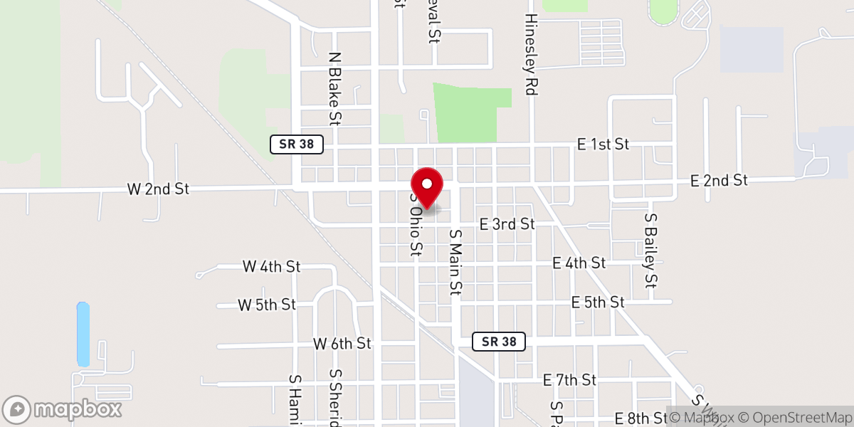 Map showing location of Sheridan First Christian Church