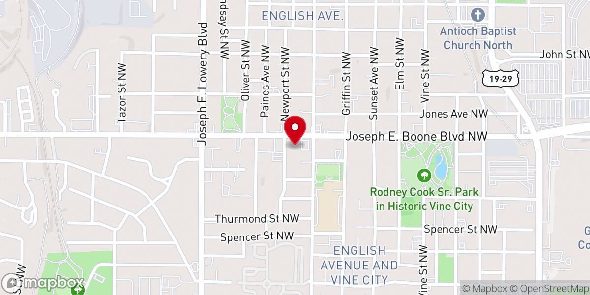 Map showing location of Simpson Street Church of Christ