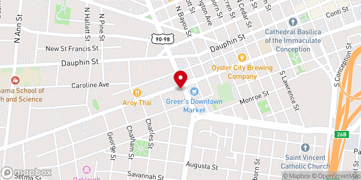 Map showing location of Government Street Methodist Church