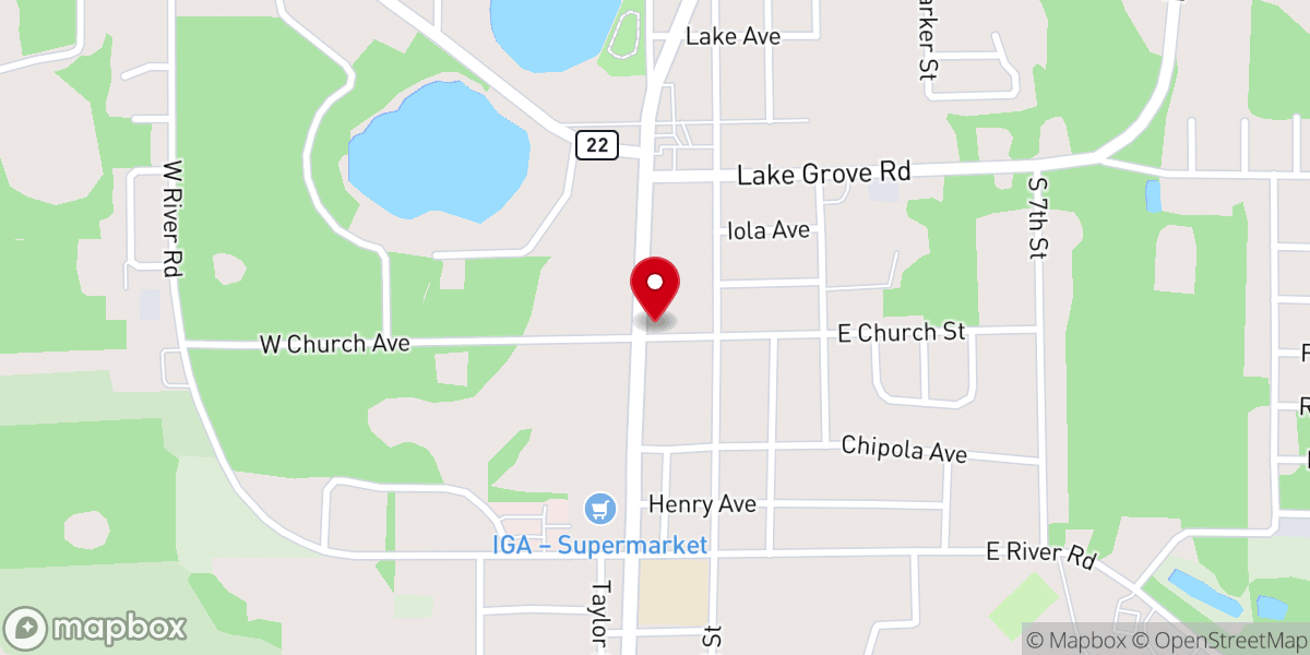Map showing location of First Baptist Church of Wewahitchka