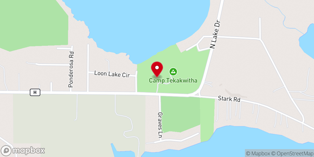 Map showing location of Camp Tekakwitha