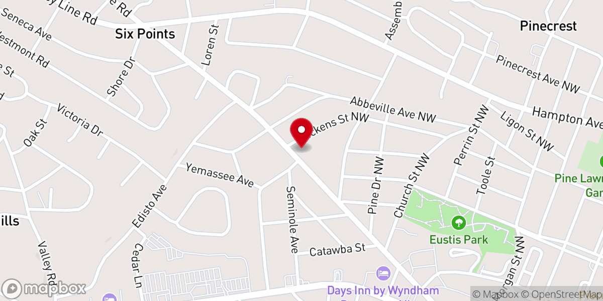 Map showing location of Memorial Baptist Church