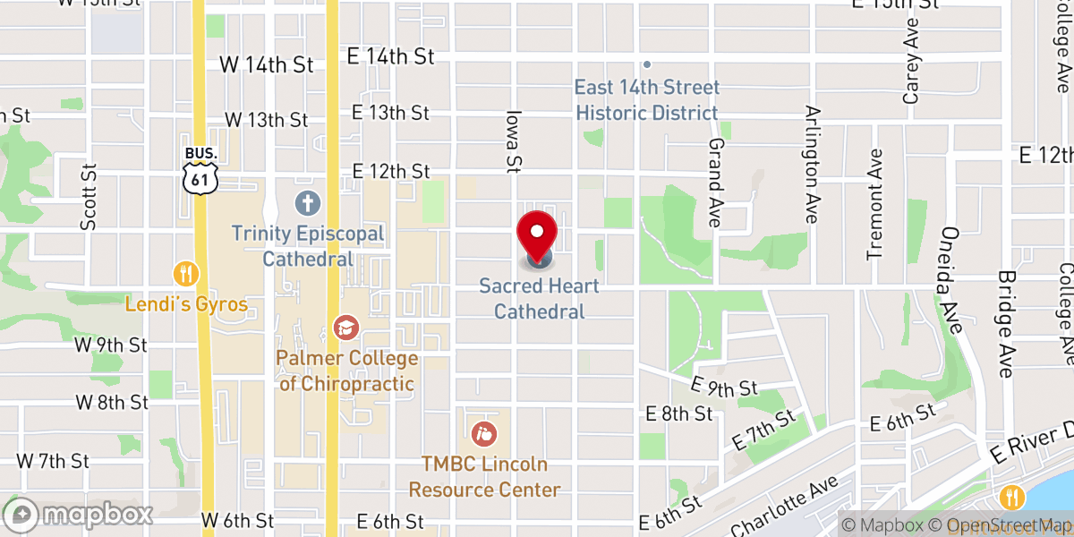 Map showing location of Sacred Heart Cathedral