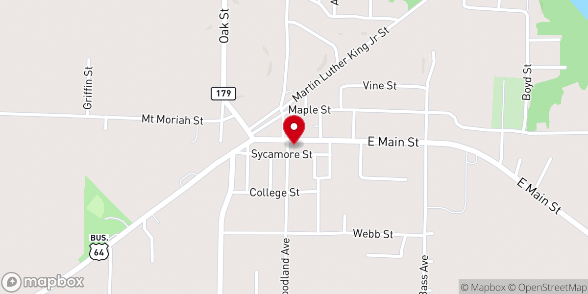 Map showing location of First Baptist Church
