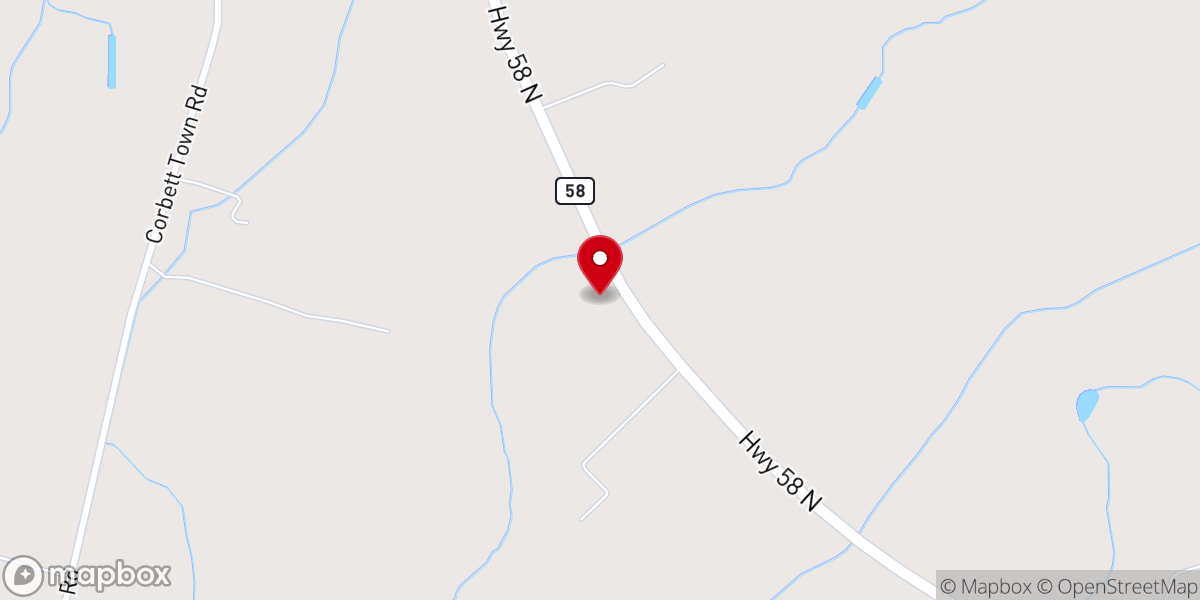 Map showing location of Harrell's Chapel Church