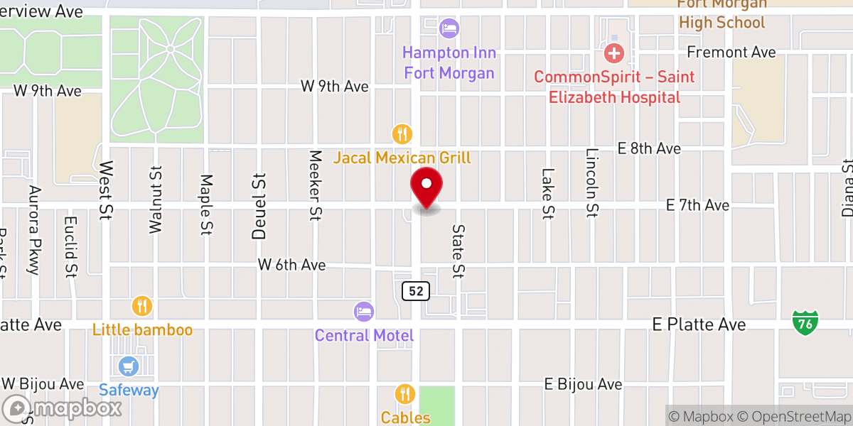 Map showing location of New Life Worship Center