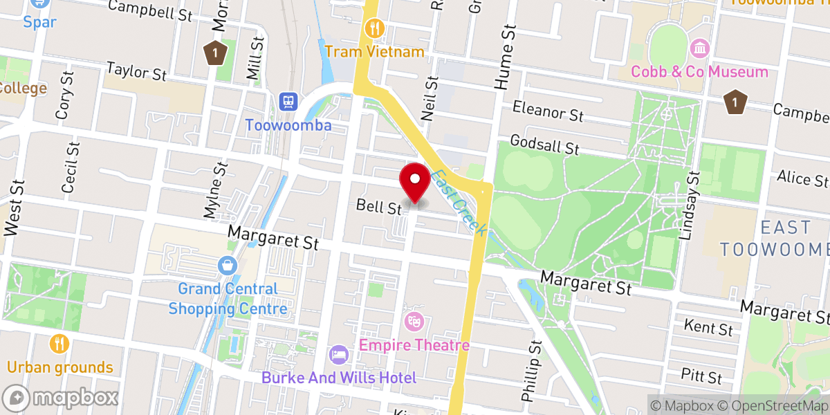 Map showing location of Reformation Baptist Church- Toowoomba