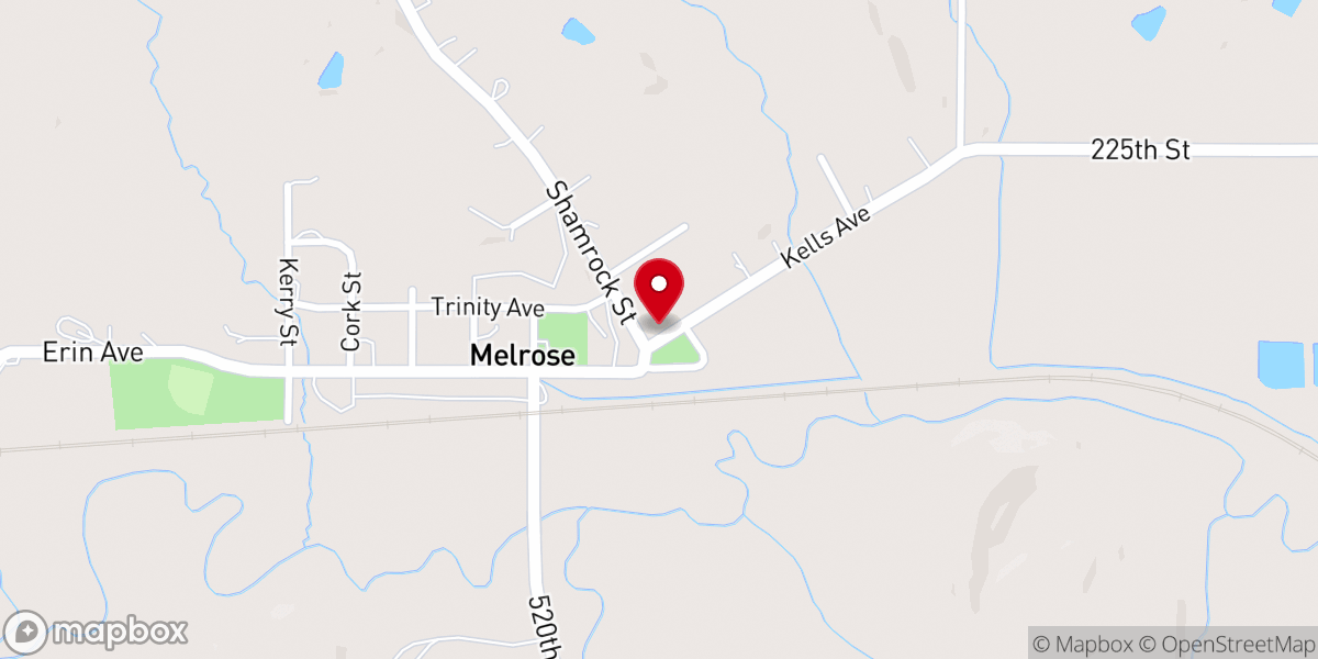 Map showing location of Melrose Community Center